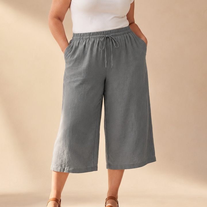 Calmara – Cropped Wide-Leg Drawstring Pants