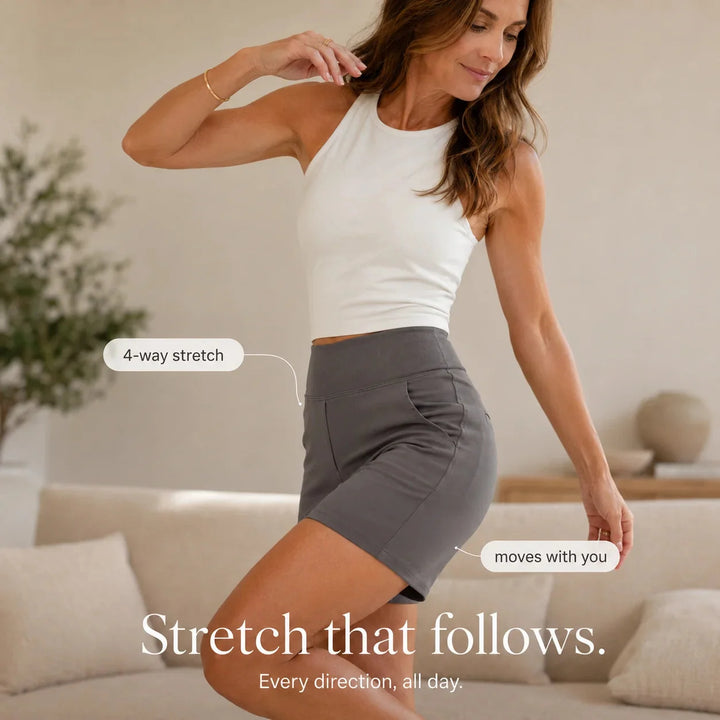 Wearbella – High Waisted Tailored Stretch Bermuda Shorts with Pockets