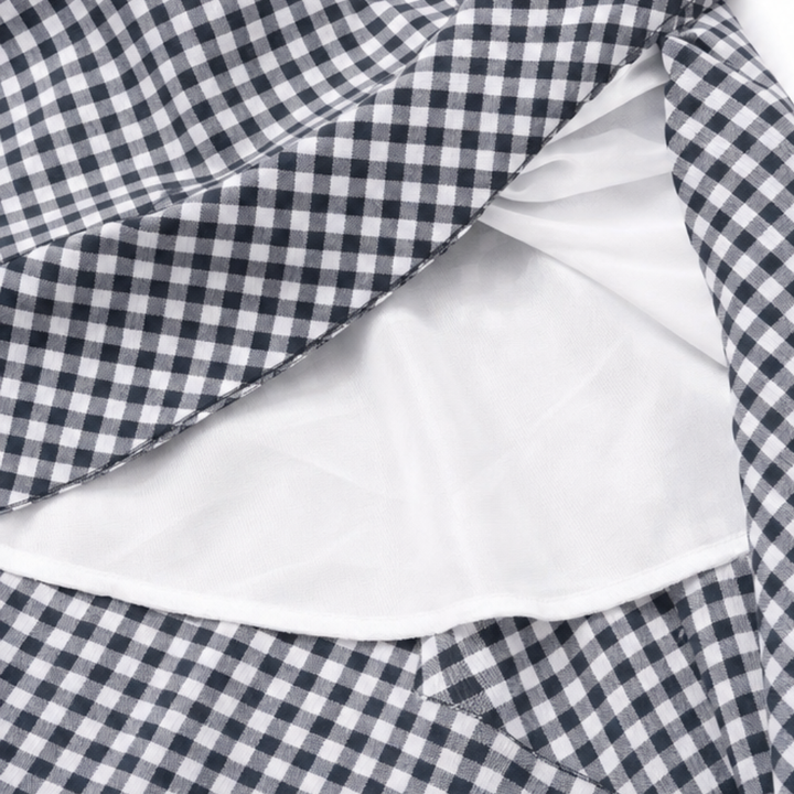 Veluna – Gingham Asymmetrical Ruffle Maxi Skirt for Women