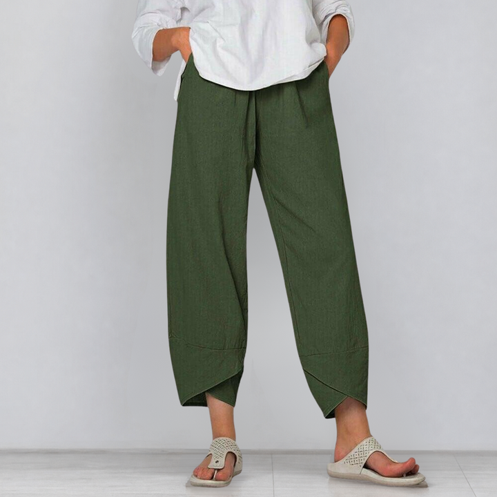 Solivia – Tulip Hem Cropped Wide Leg Pants with Pockets