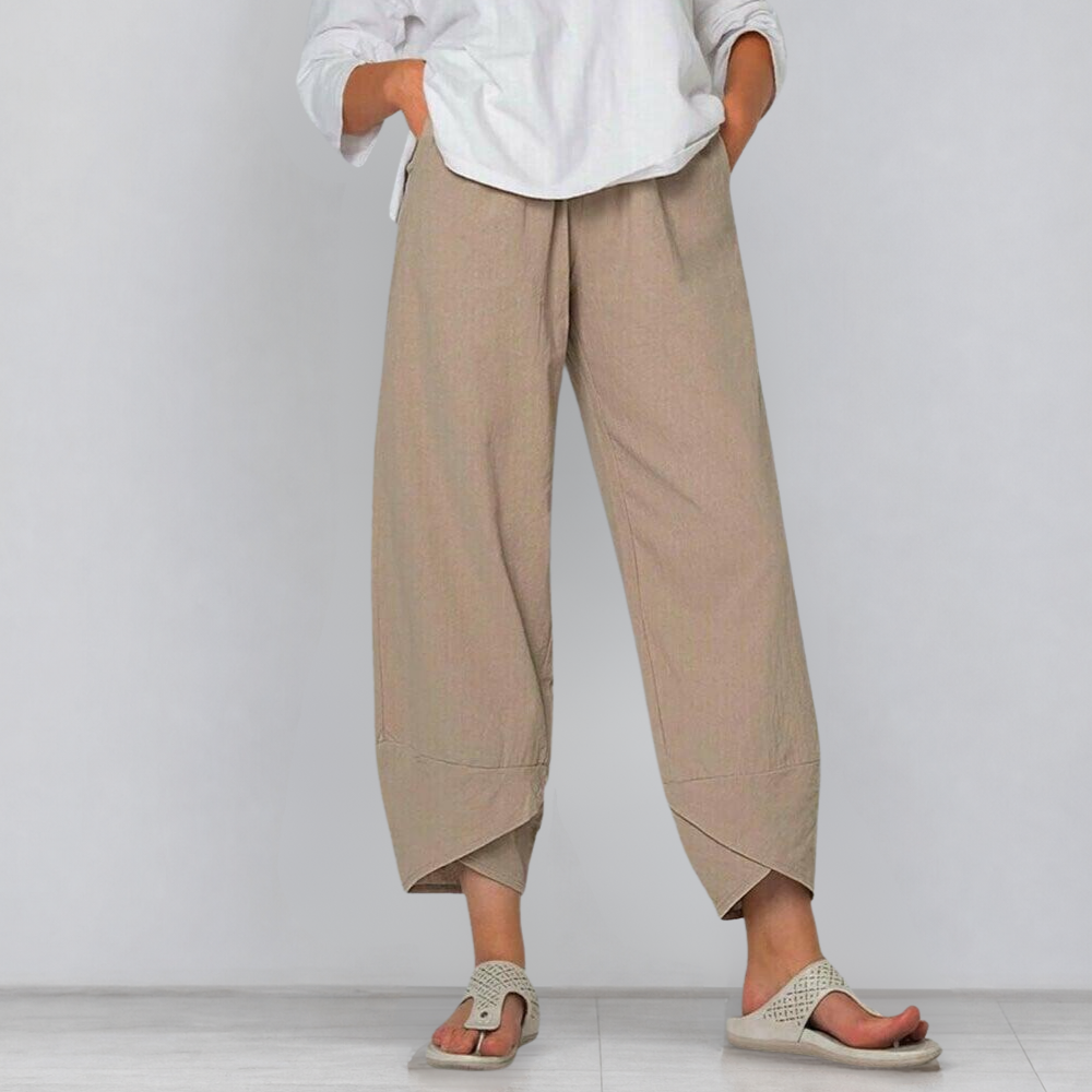 Solivia – Tulip Hem Cropped Wide Leg Pants with Pockets