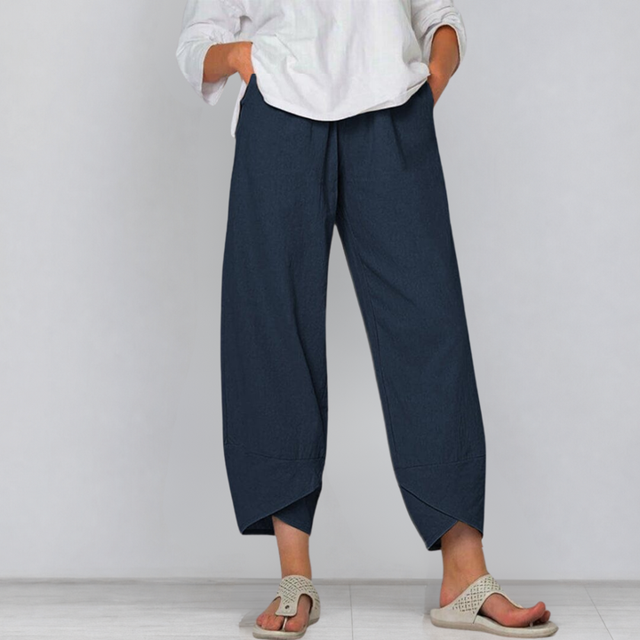 Solivia – Tulip Hem Cropped Wide Leg Pants with Pockets