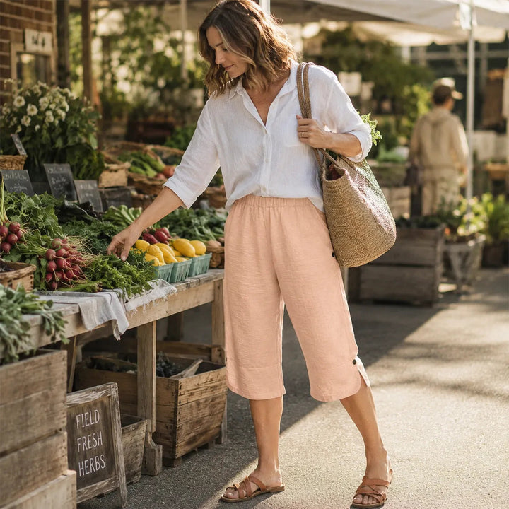 Marelia – Breathable Linen-Look Summer Capri Pants for Women