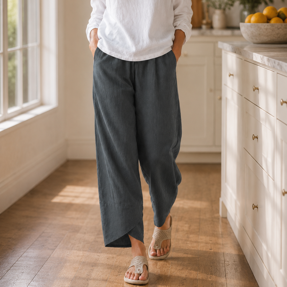 Solivia – Tulip Hem Cropped Wide Leg Pants with Pockets