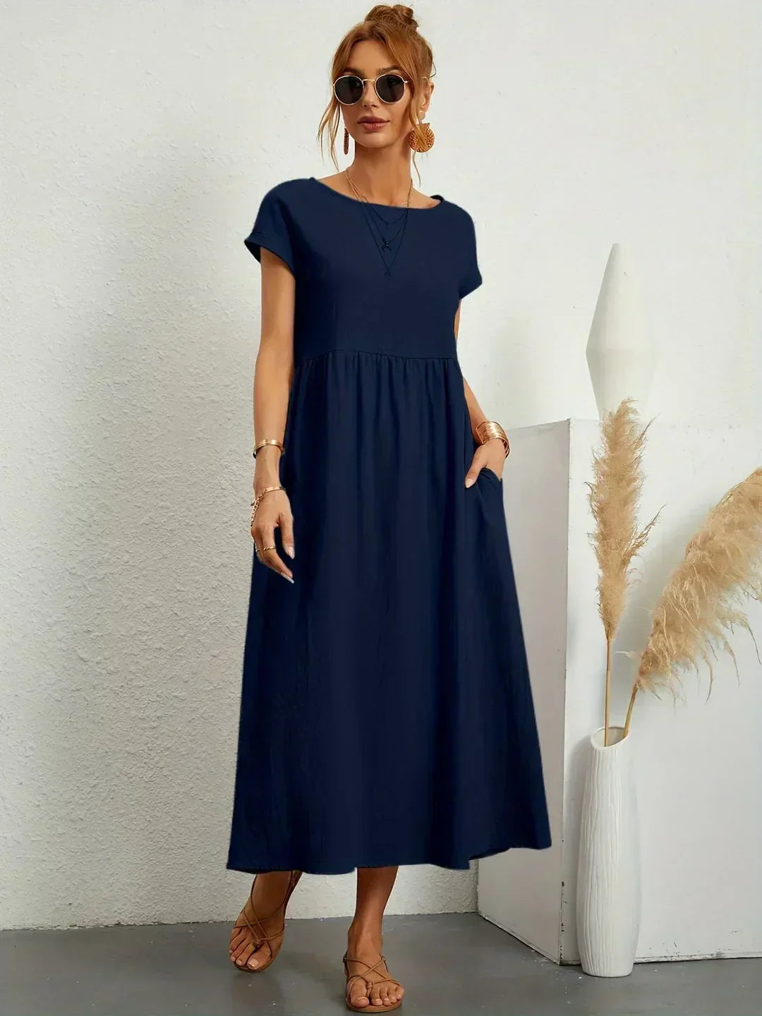 ELVENA™ | Breathable White Midi Dress
