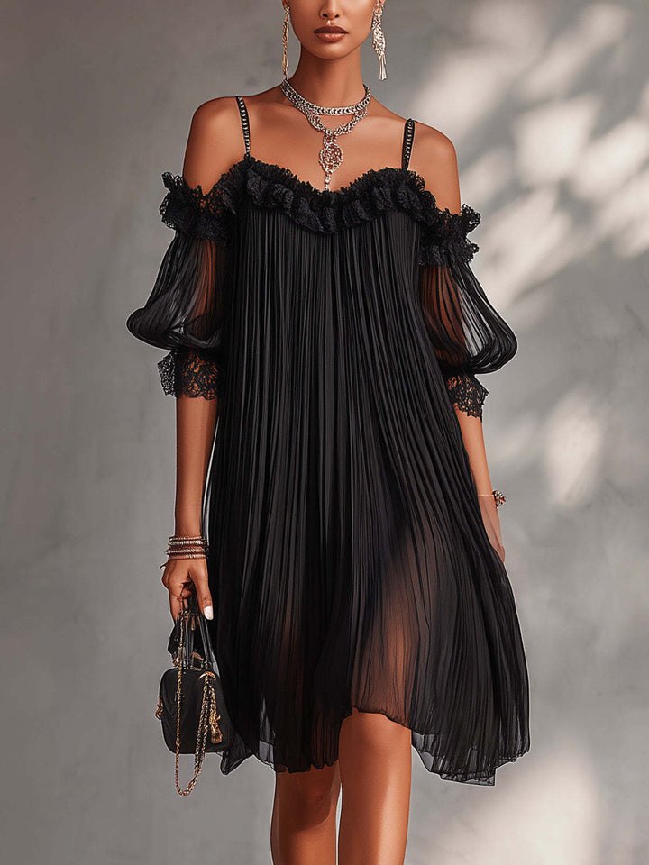 Aurore | Long Chiffon Dress with V-Neck