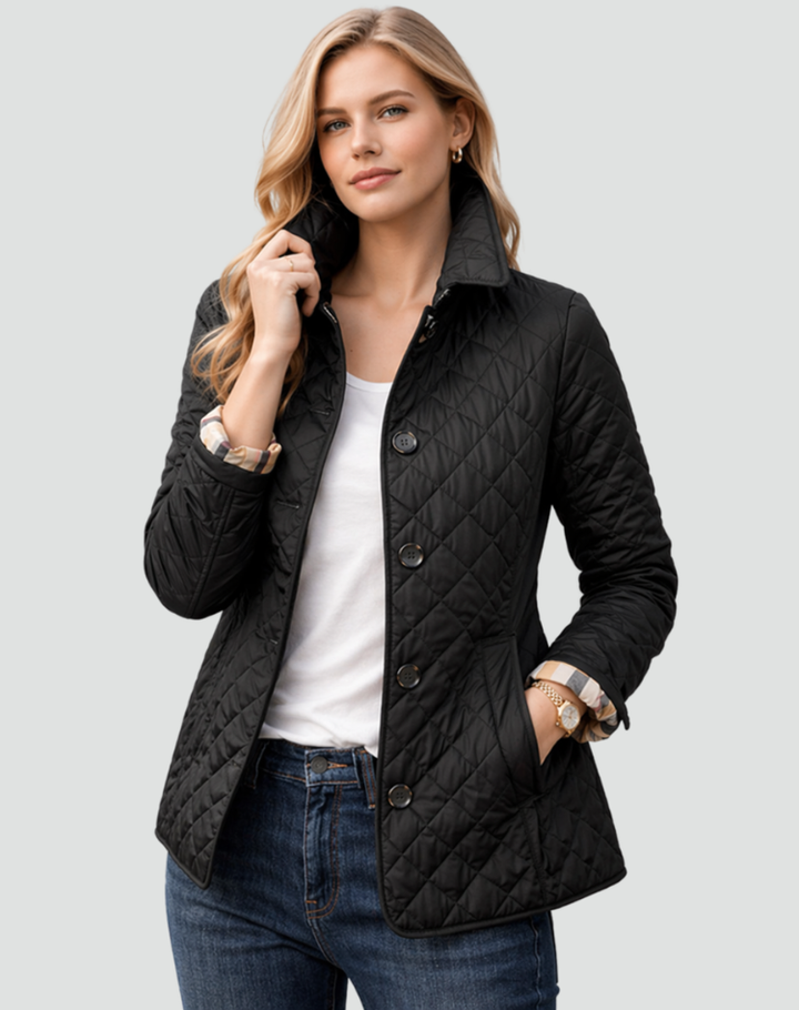 Ainsley | Plaid-Lined Quilted Jacket
