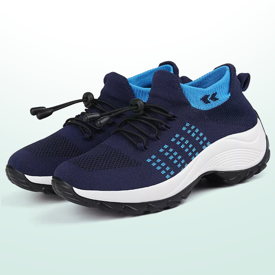 Paisley – Orthopedic Knit Fabric Shoes in Blue &amp; Navy Blue