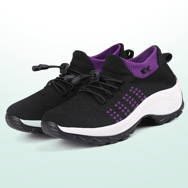 Ava – Orthopedic Knit Fabric Shoes in Purple &amp; Black