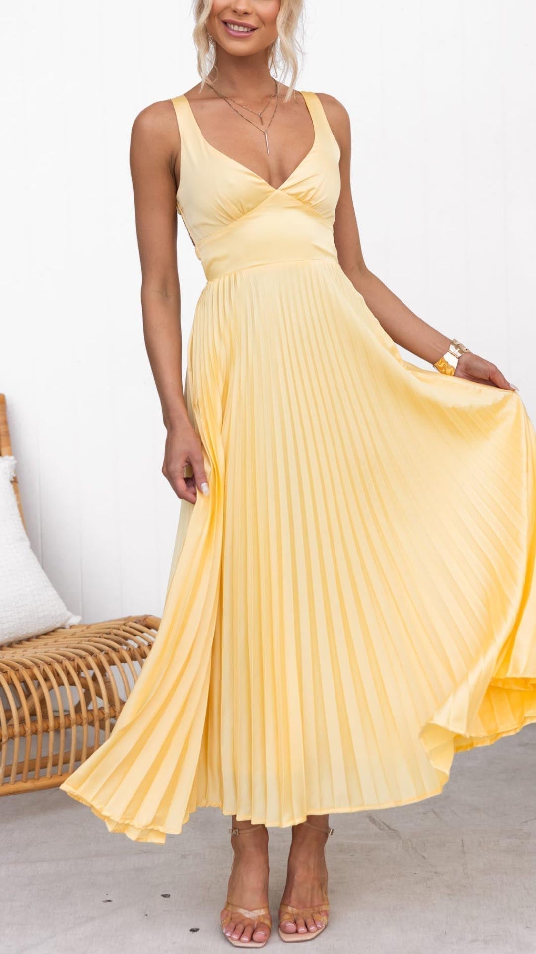 Violet &amp; Grace™ | Pleated V-Neck Maxi Dress
