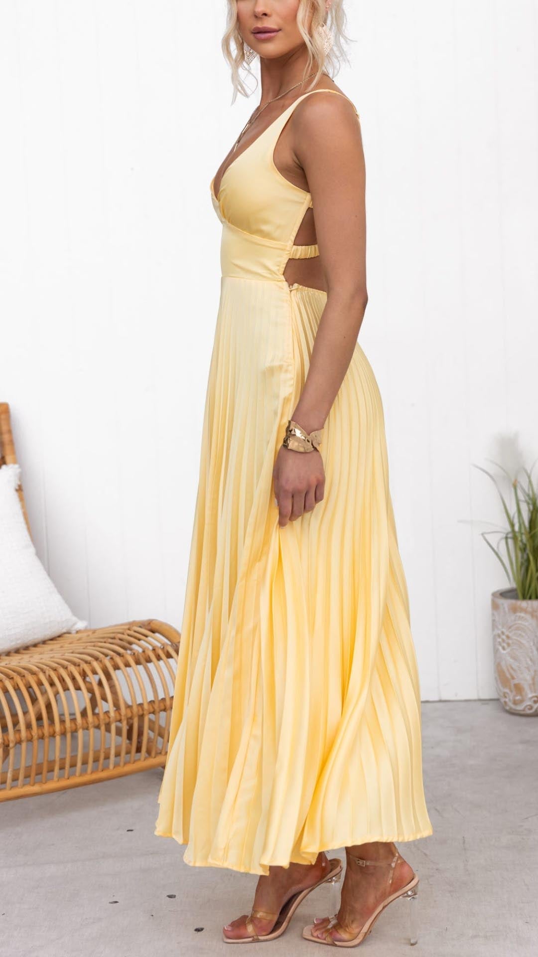 Violet &amp; Grace™ | Pleated V-Neck Maxi Dress