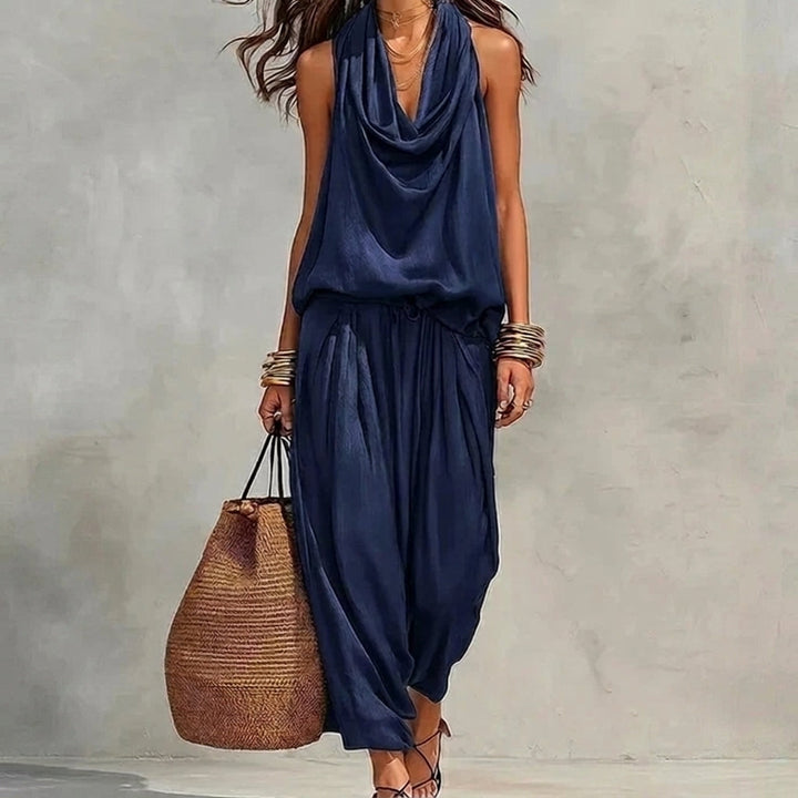 Ambra | Flowy Set with Draped Halter Top and Pants
