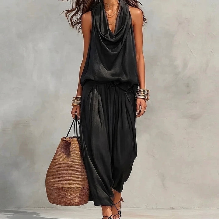 Ambra | Flowy Set with Draped Halter Top and Pants