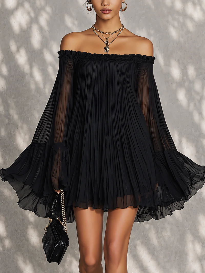 Miriana | Pleated Off-Shoulder Mini Dress