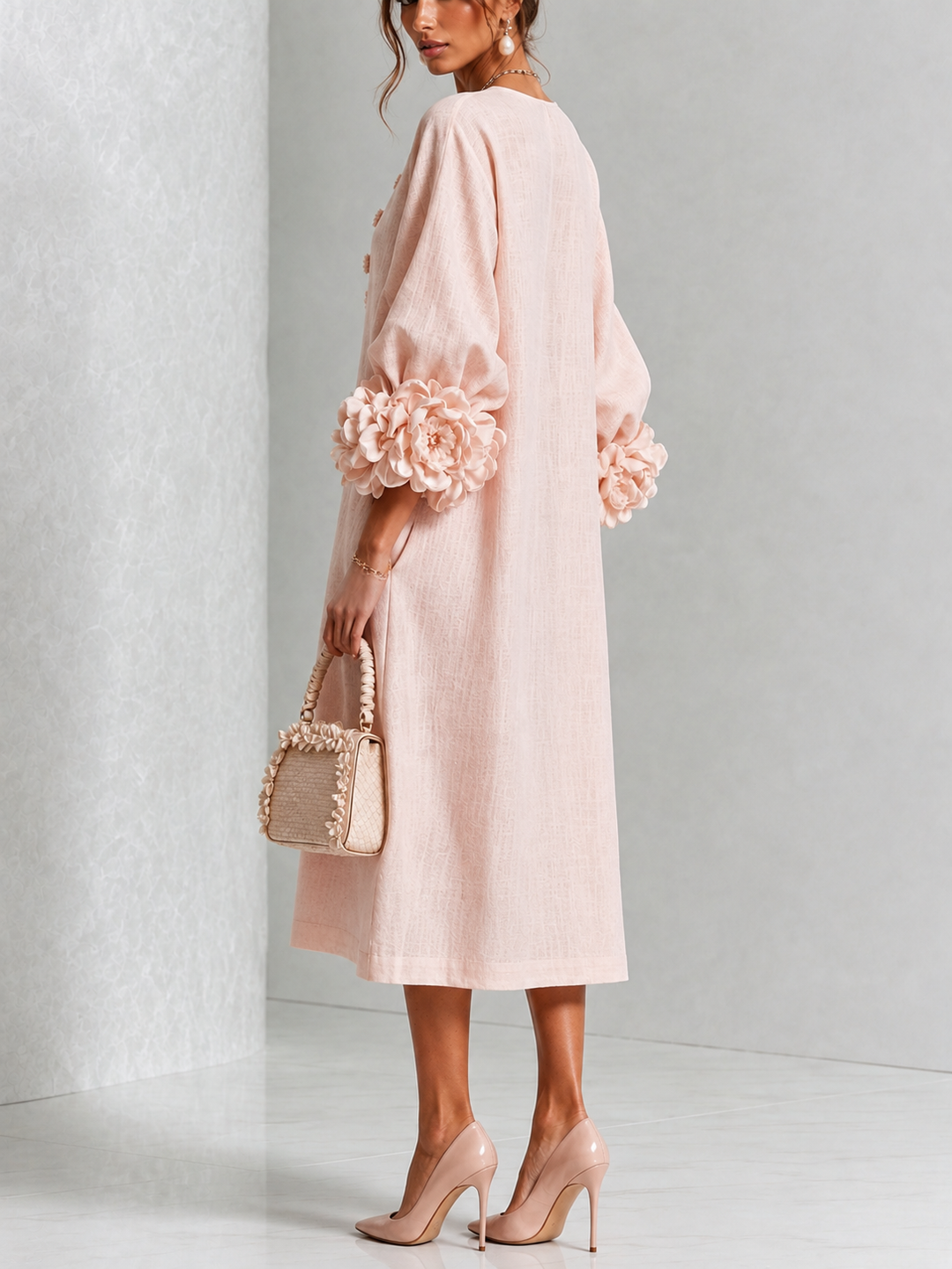 Florence | Floral Cuff Midi Dress