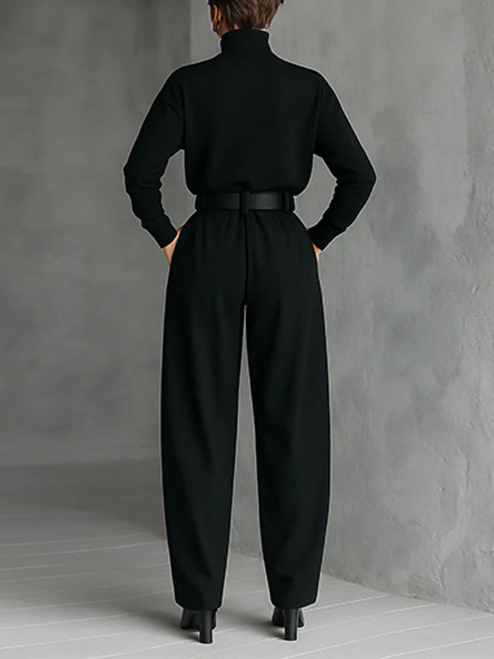 Noëlla | Ribbed Turtleneck Top and Straight Pant Set