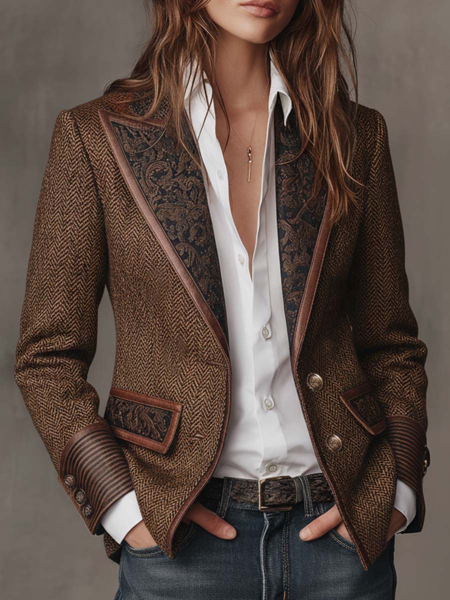 Gisèle | Chevron Print Panel Blazer