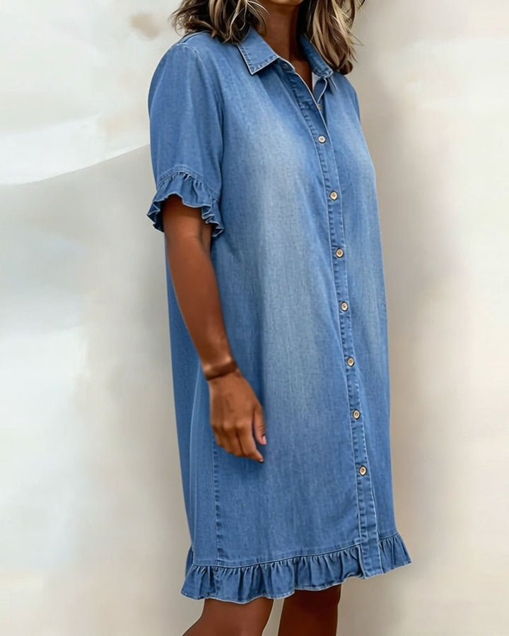 Linea™ | Ruffle Sleeve Denim Dress