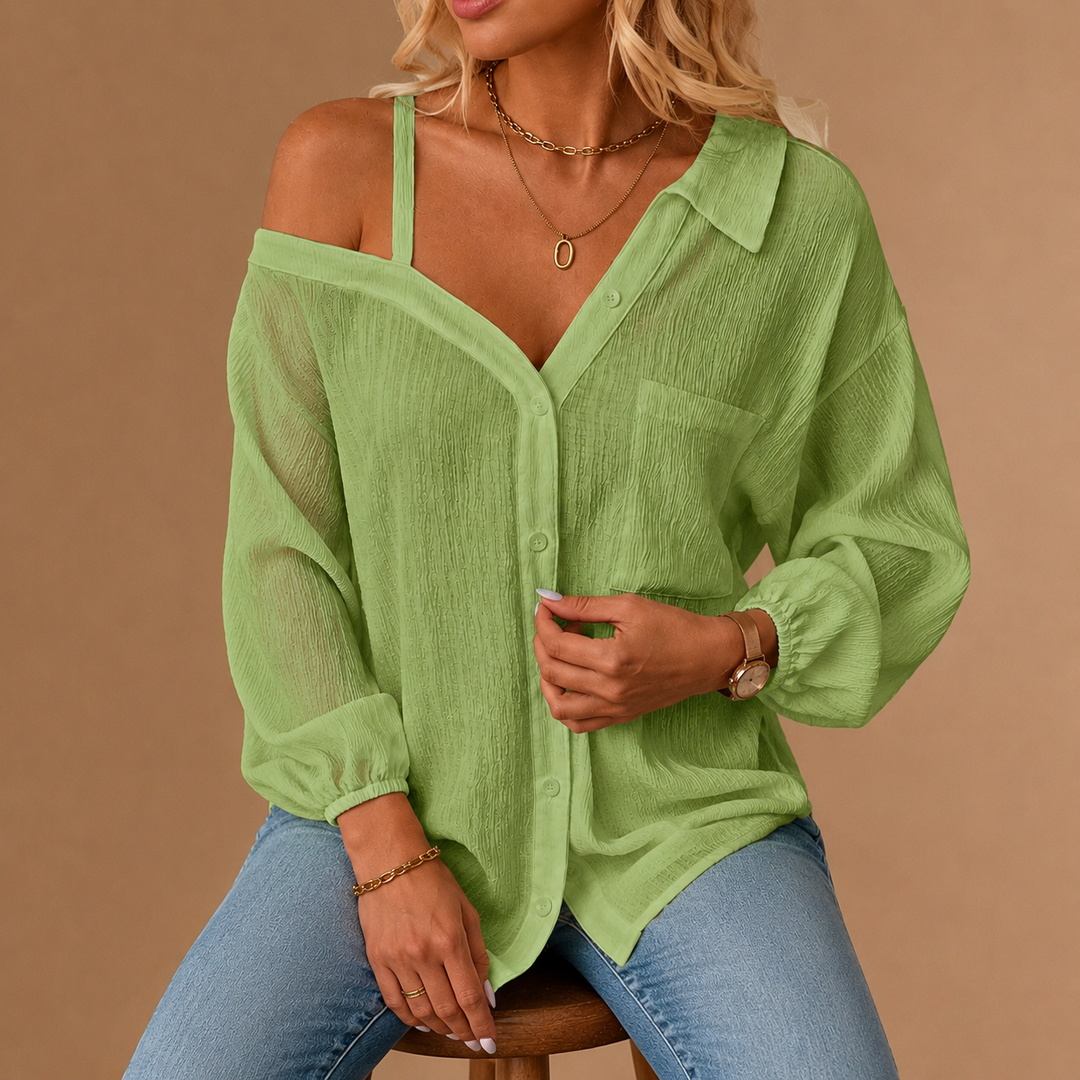 SIENNA OFF-SHOULDER LINEN SHIRT