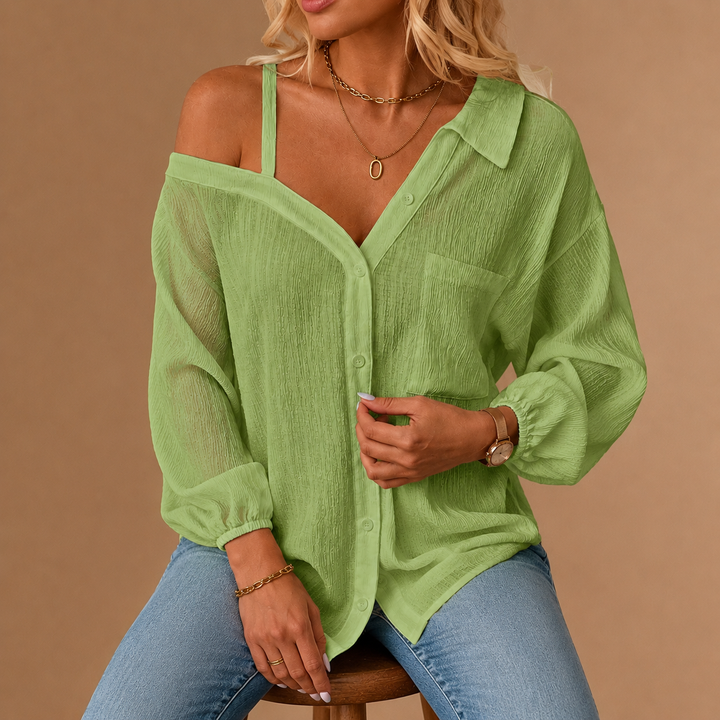 SIENNA OFF-SHOULDER LINEN SHIRT