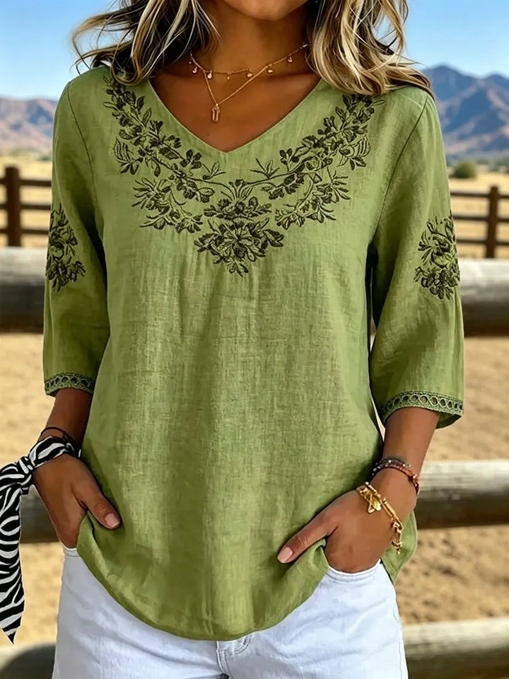 Willow™ | Botanical V-Neck Blouse