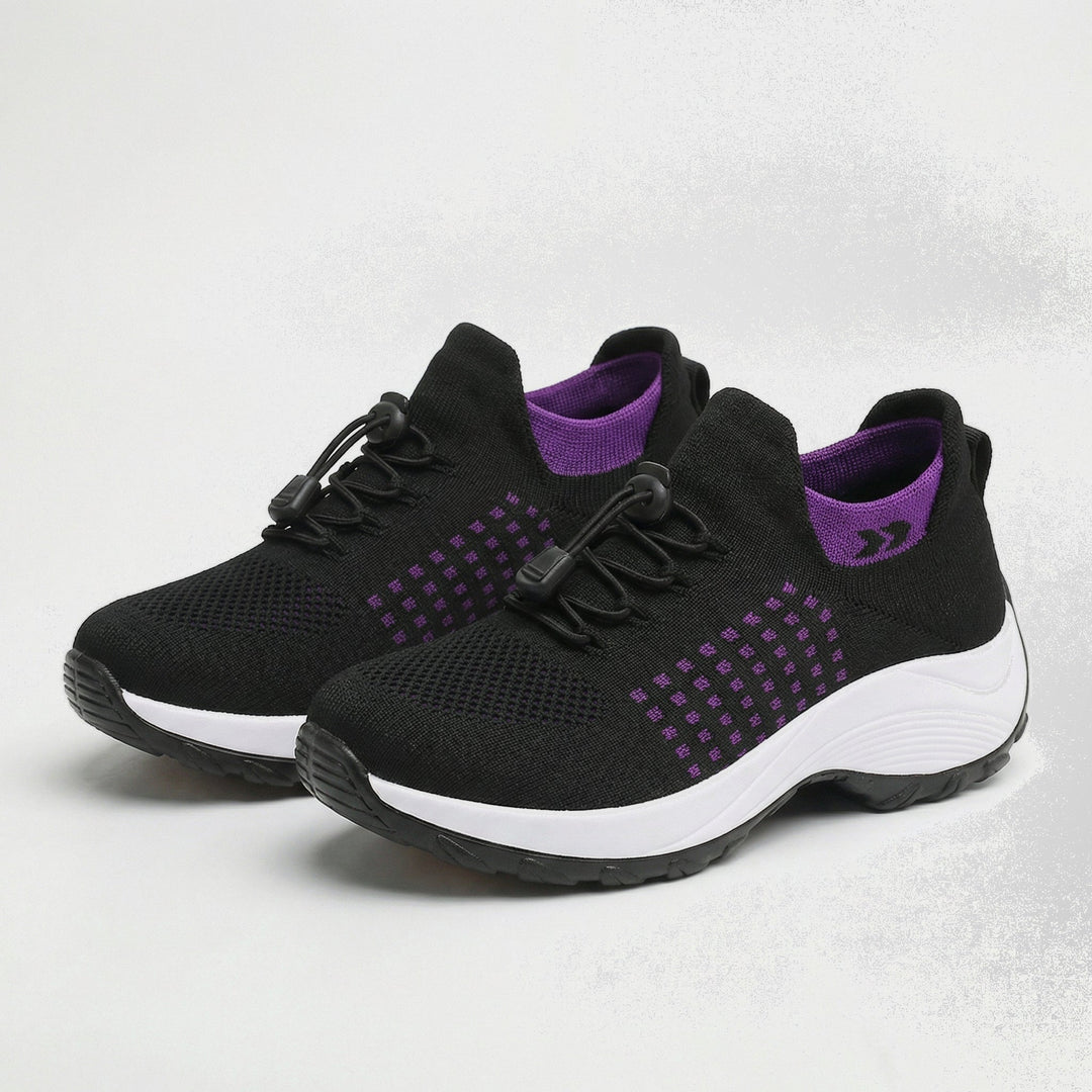 Ava – Orthopedic Knit Fabric Shoes in Purple &amp; Black