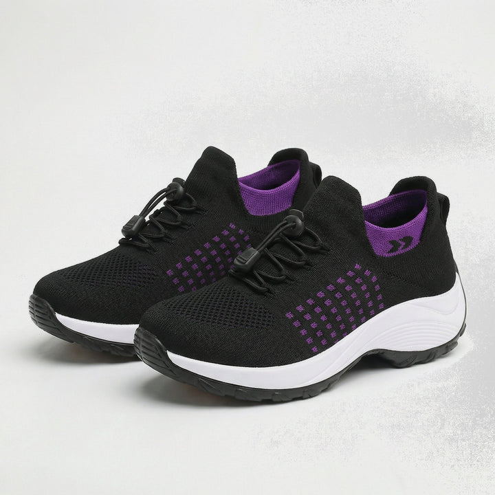 Ava – Orthopedic Knit Fabric Shoes in Purple &amp; Black