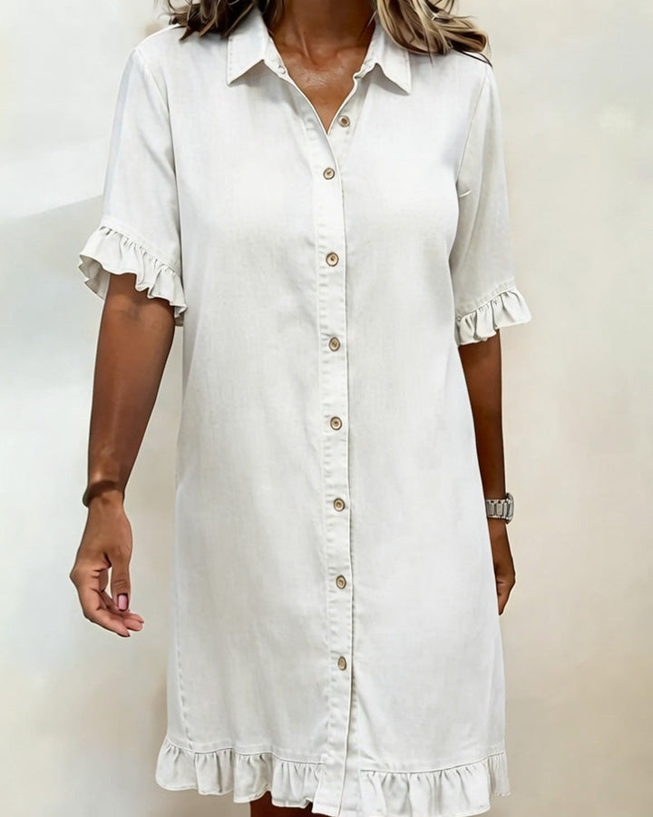 Linea™ | Ruffle Sleeve Denim Dress
