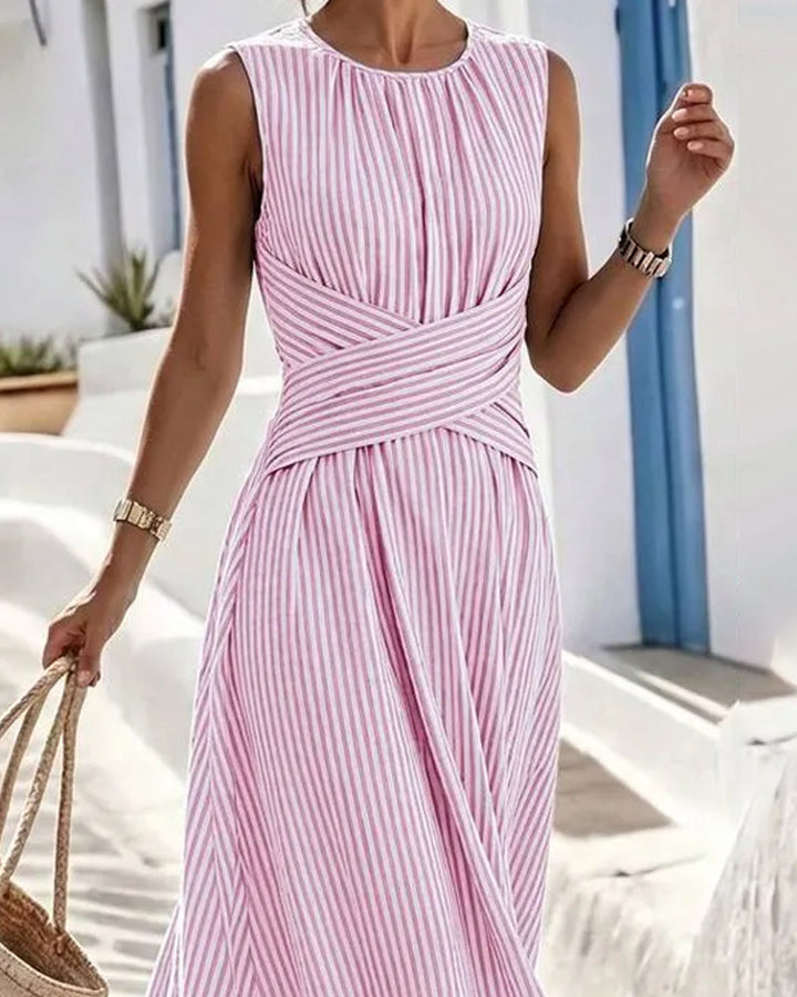 Elodie | Striped Twist-Waist Maxi Dress