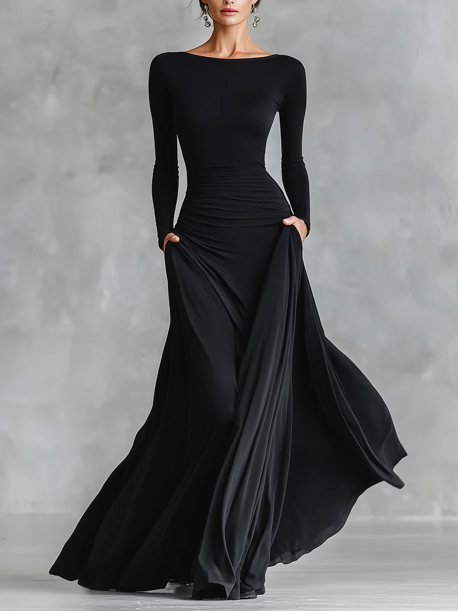 Seraphina | Ruched Long Sleeve Maxi Dress