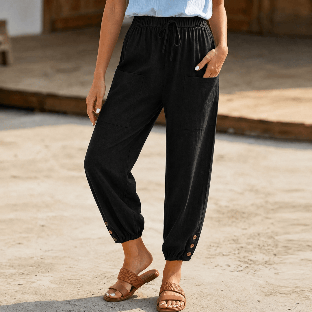 Brezia – Relaxed Fit Cotton Linen Capris for Women