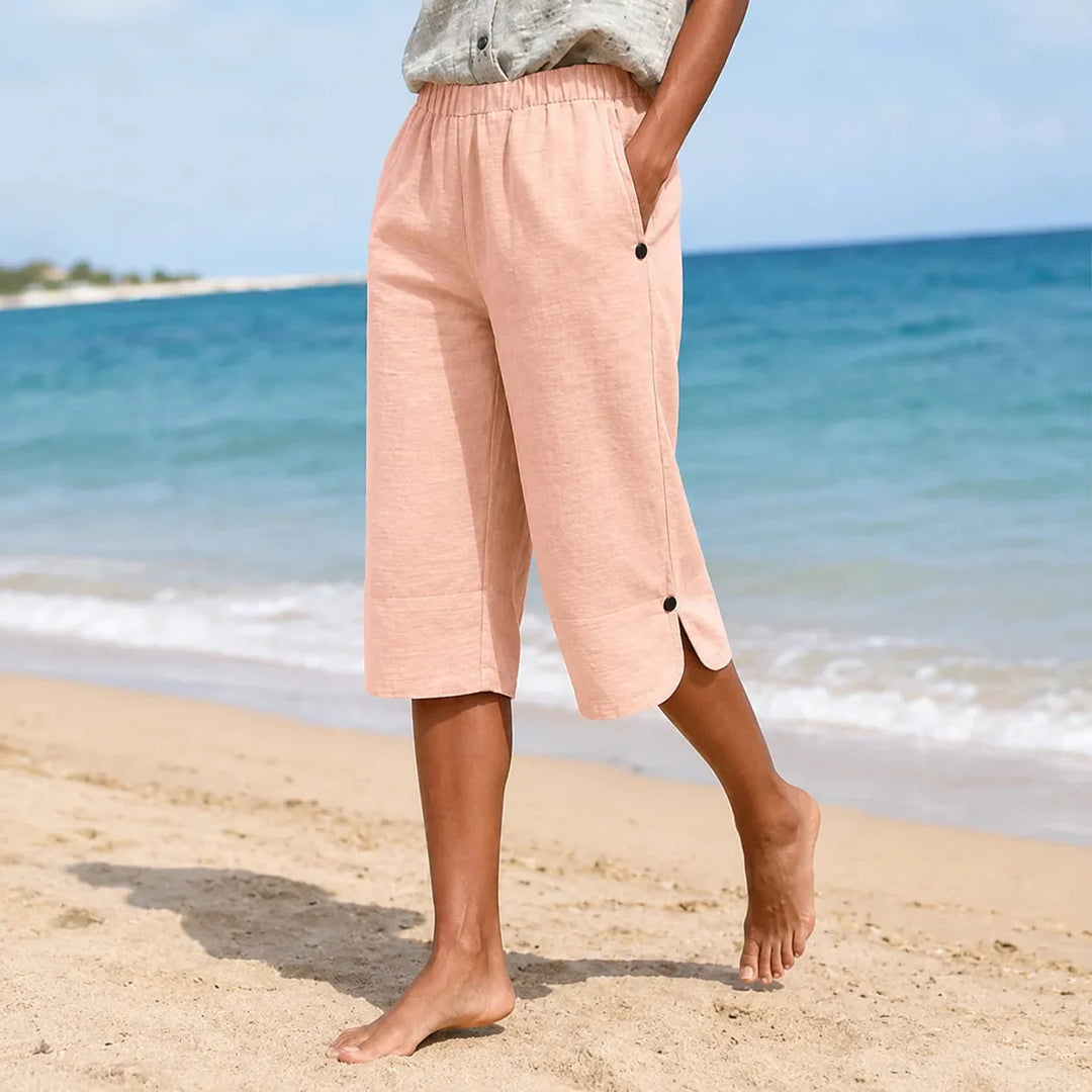 Marelia – Breathable Linen-Look Summer Capri Pants for Women