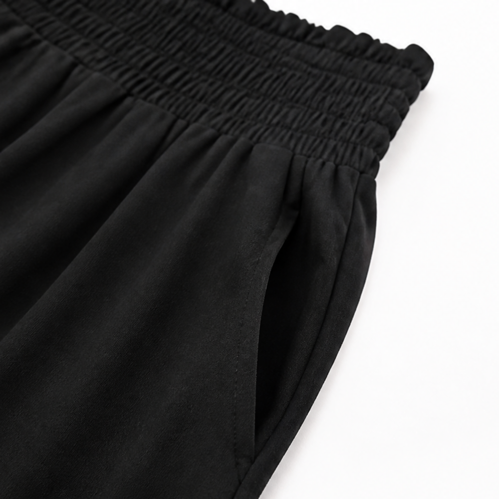 Wearbella – High Waisted Wide Leg Cropped Pants with Smocked Waist