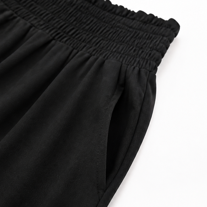 Wearbella – High Waisted Wide Leg Cropped Pants with Smocked Waist