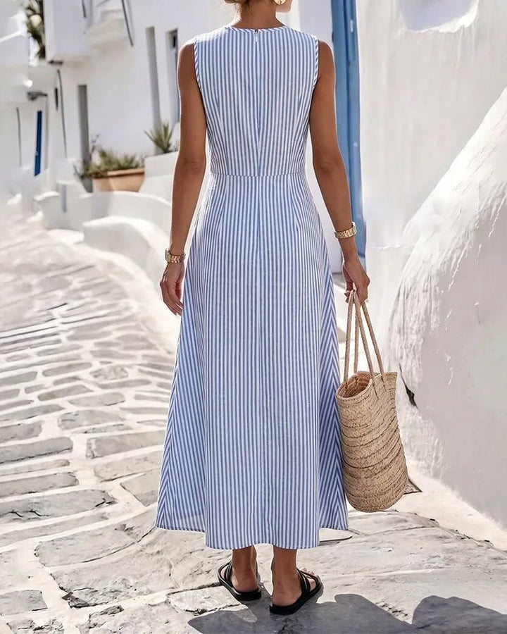 Elodie | Striped Twist-Waist Maxi Dress