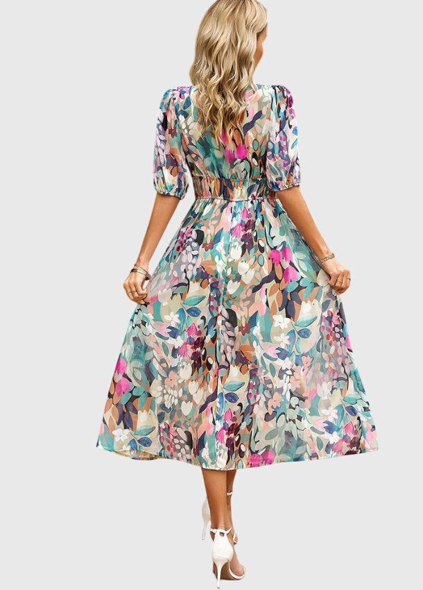 Natalie™ | Flattering Floral Midi Dress
