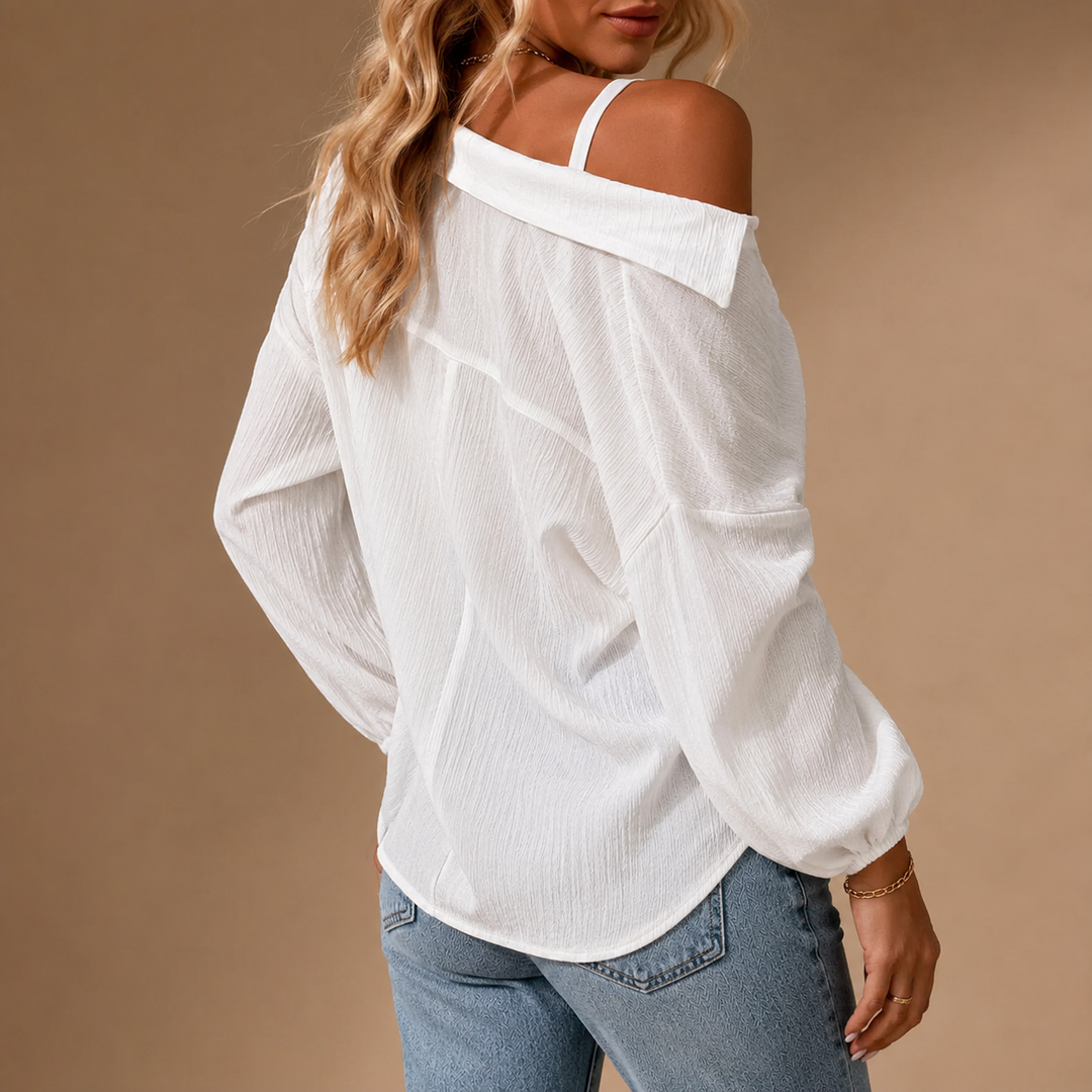 SIENNA OFF-SHOULDER LINEN SHIRT