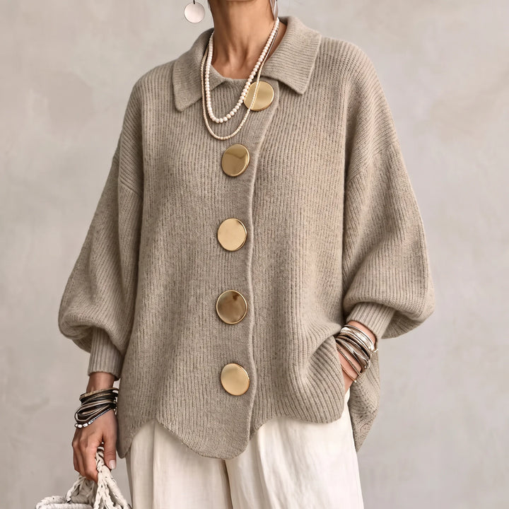 Karina - Oversized Collared Button Cardigan