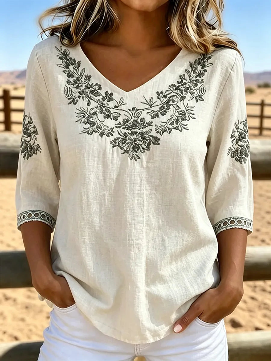 Willow™ | Botanical V-Neck Blouse