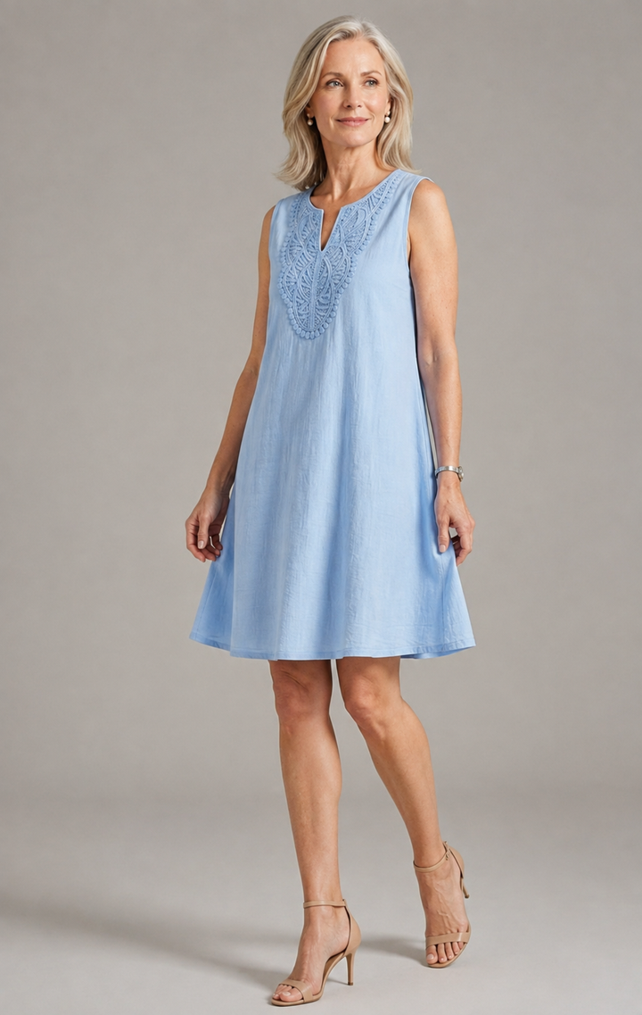 Mila | Embroidered Sleeveless Summer Dress