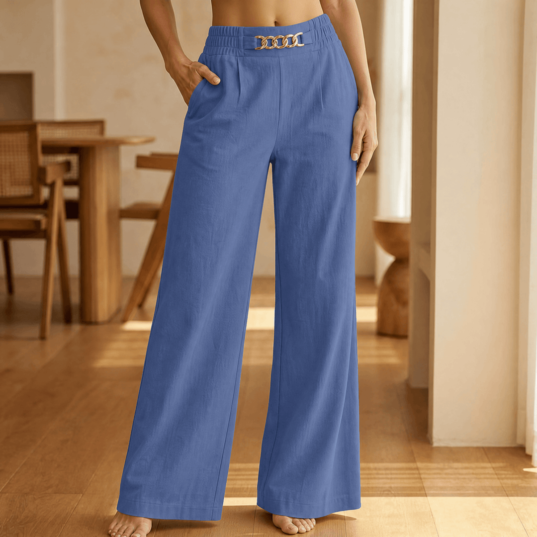 Florenza – Women’s Gold Accent Wide Leg Trousers