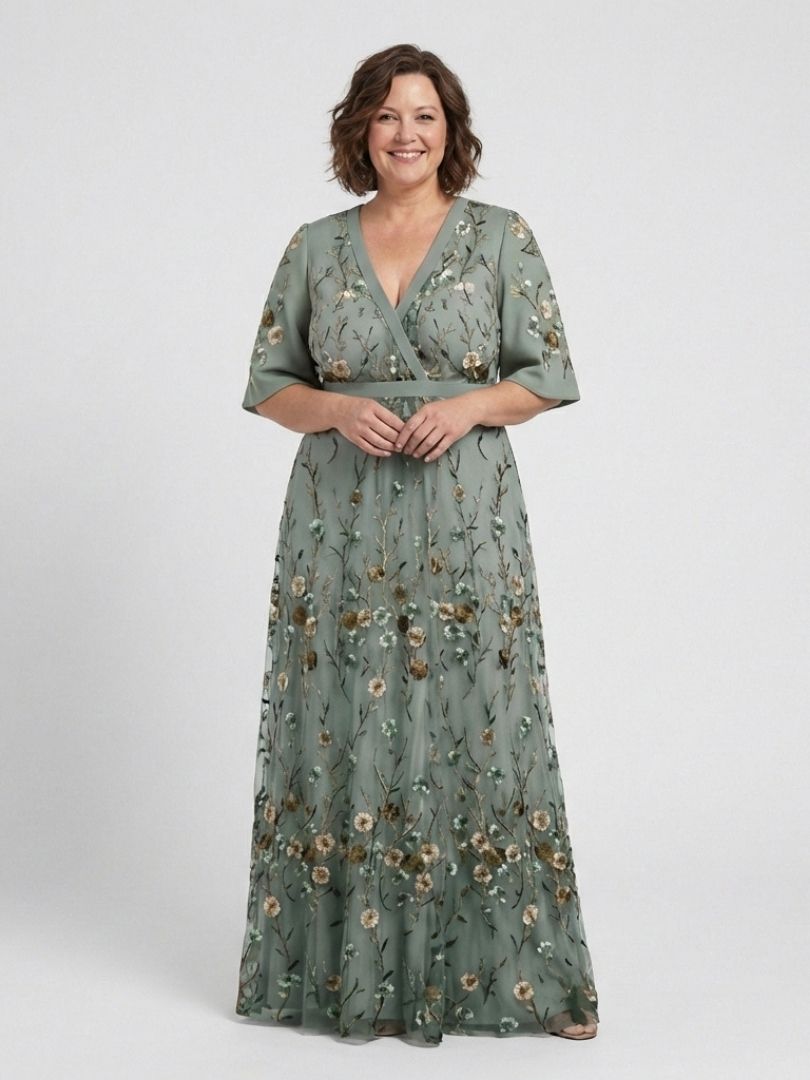 Violet &amp; Grace™ | Floral V Neck Short Sleeve Maxi Dress
