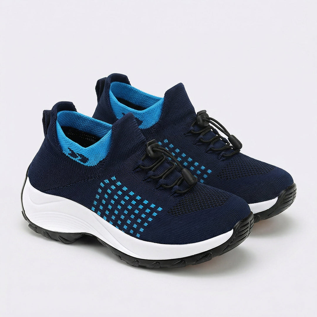 Paisley – Orthopedic Knit Fabric Shoes in Blue &amp; Navy Blue
