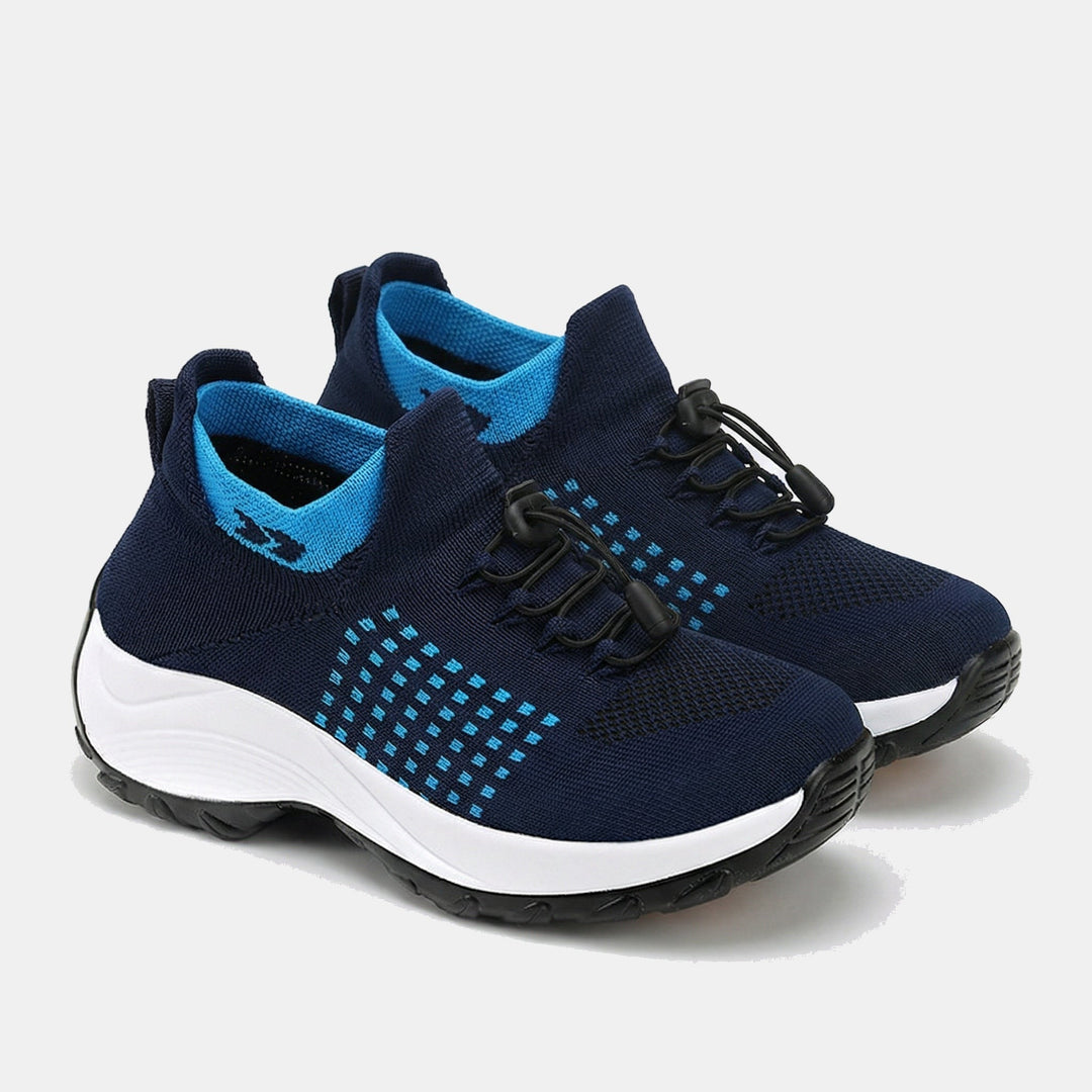 Paisley – Orthopedic Knit Fabric Shoes in Blue &amp; Navy Blue