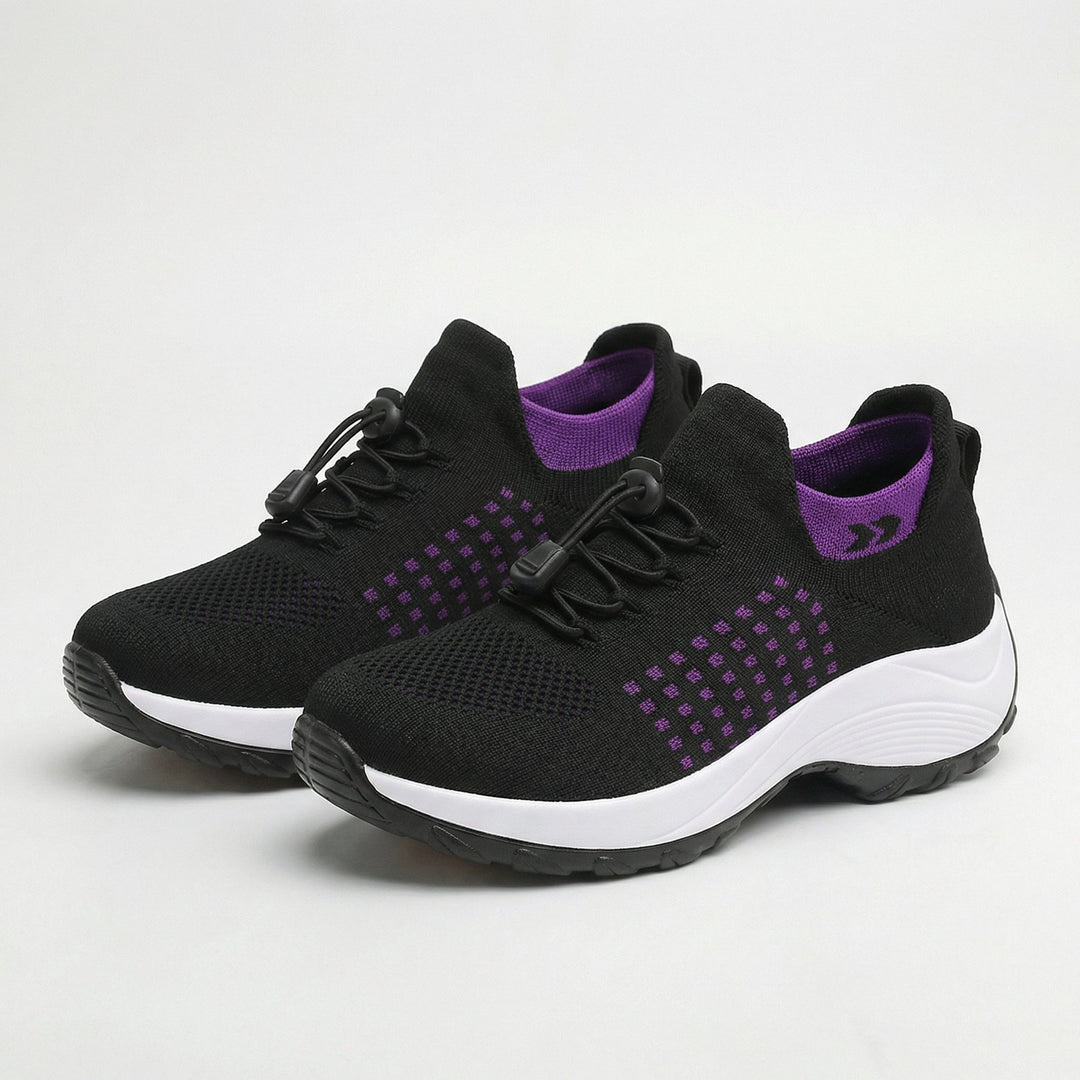 Ava – Orthopedic Knit Fabric Shoes in Purple &amp; Black
