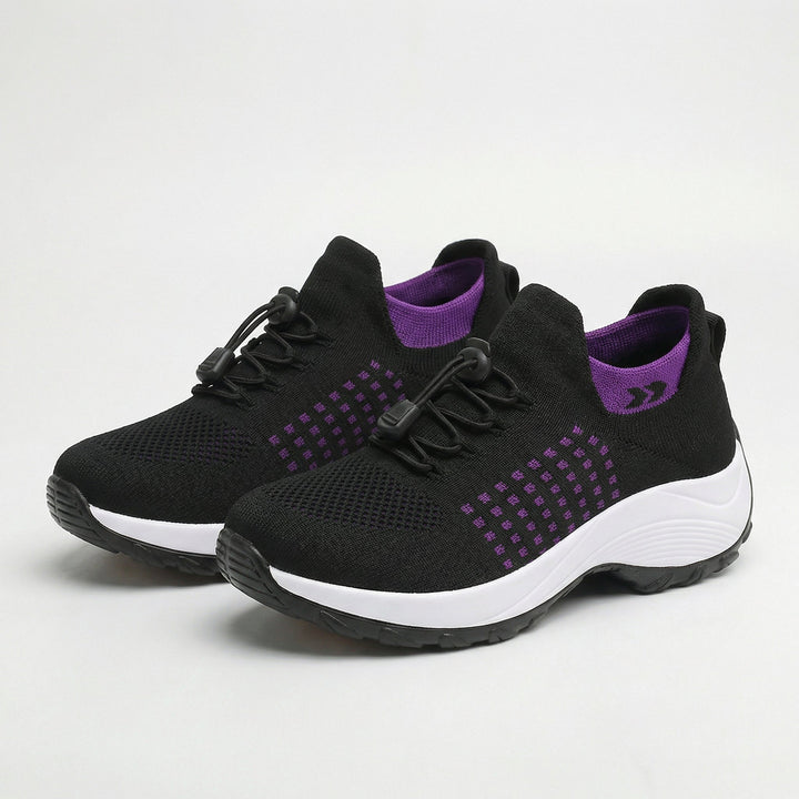 Ava – Orthopedic Knit Fabric Shoes in Purple &amp; Black