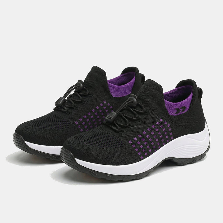 Ava – Orthopedic Knit Fabric Shoes in Purple &amp; Black