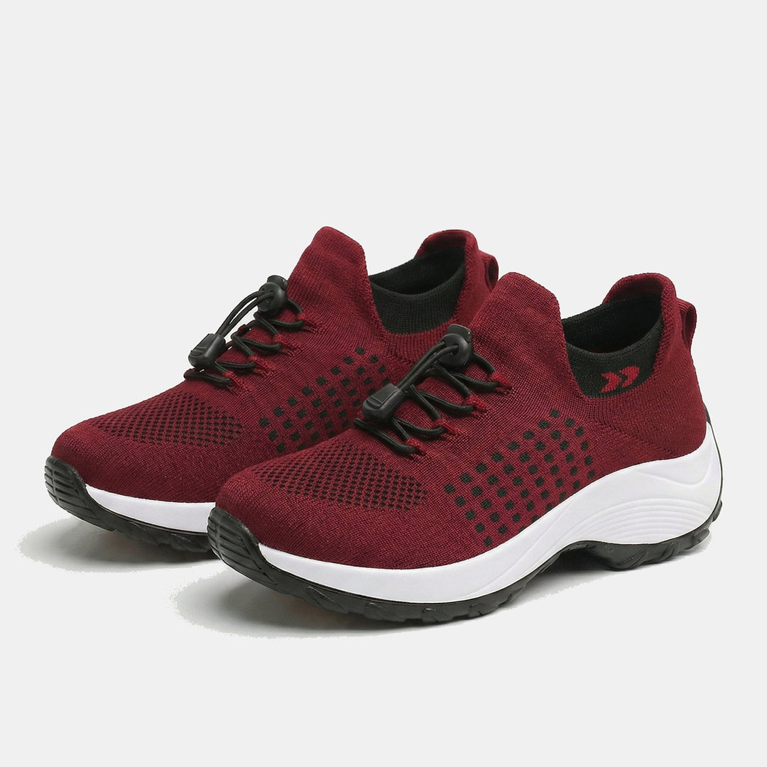 June – Orthopedic Knit Fabric Shoes in Black &amp; Red