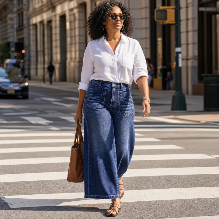Vellora – Patch-Pocket Wide-Leg Jeans