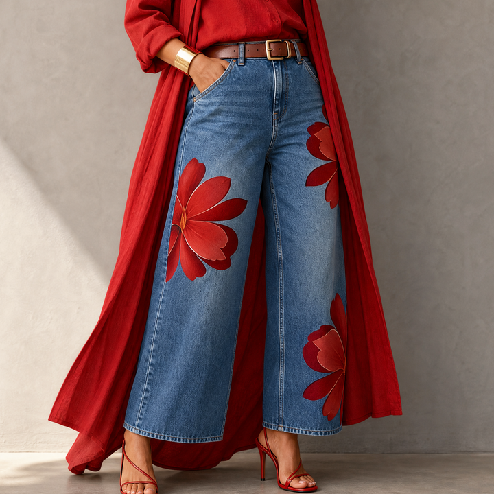Florenza – Bold Floral Wide Leg Jeans